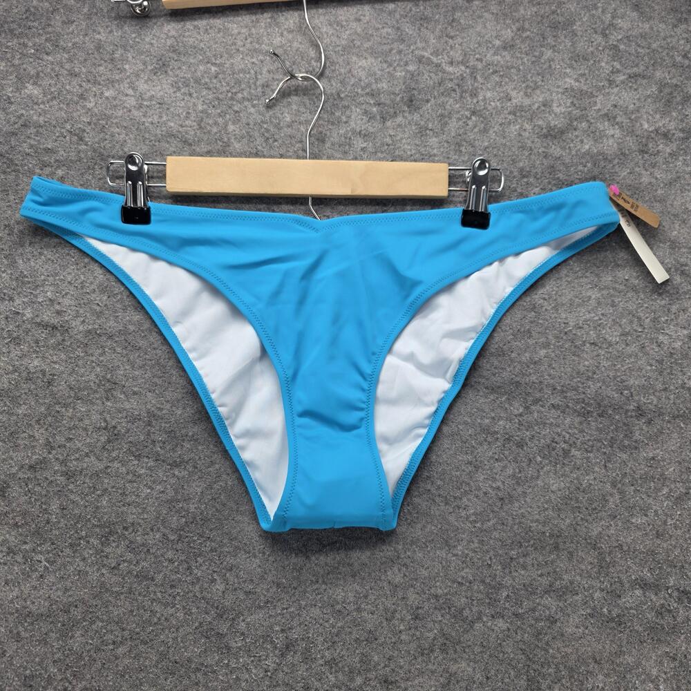 PINK Swim Bottom Womens XXL Blue Bikini Lined Stretch Logo Kinder To The Planet
